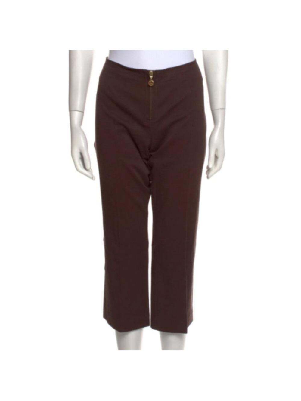 Tory Burch Straight Leg Pants Women's Size 8 Brown Cropped Mid Rise Casual